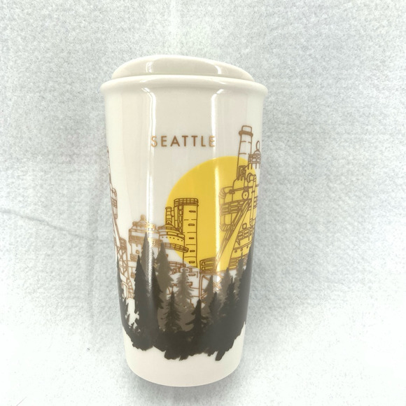 Starbucks Seattle Gasworks Park 2015 Travel Mug White Ceramic PNW Collectors Cup - Picture 1 of 9